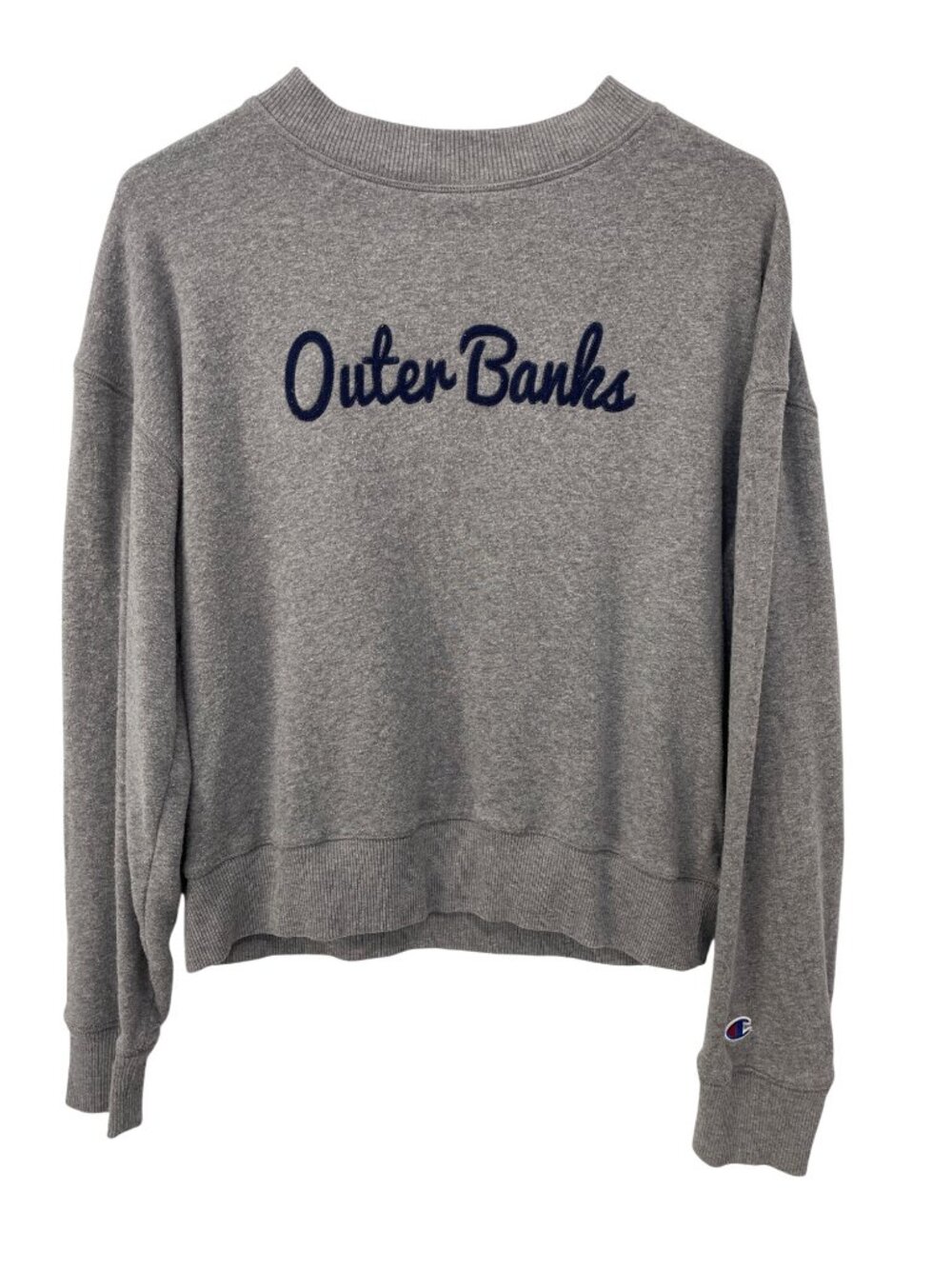 Champion Sweatshirt Small Outer Banks Crewneck Long Sleeve Pullover Gray Comfort